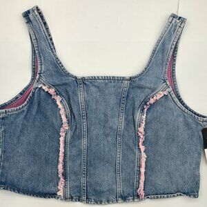 Lee Women's Blue and Pink crop top sleeveless Jeans Premium Quality sz XXL